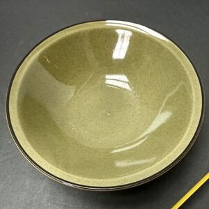 Fashion Manor Saracen Stoneware Bowl Olive Green Speckled Japan Vintage 7 Inch